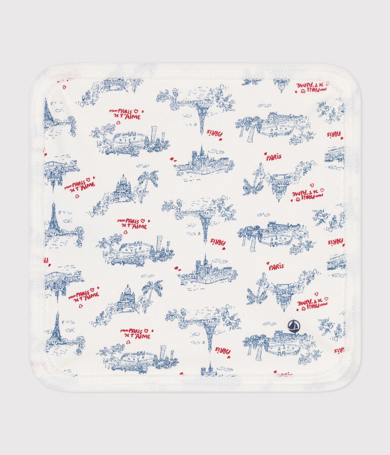 Paris print cotton and terry baby wipes white/multicolor