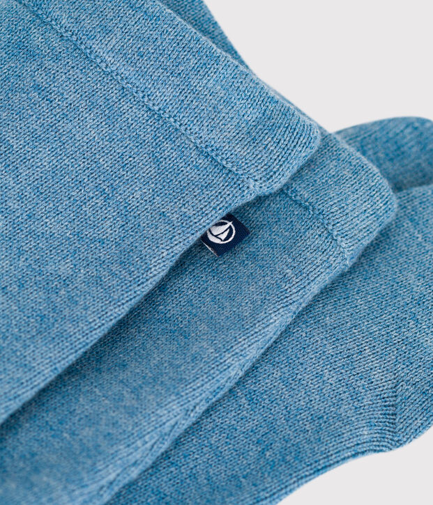 Babies' trousers in a wool and cotton knit blue
