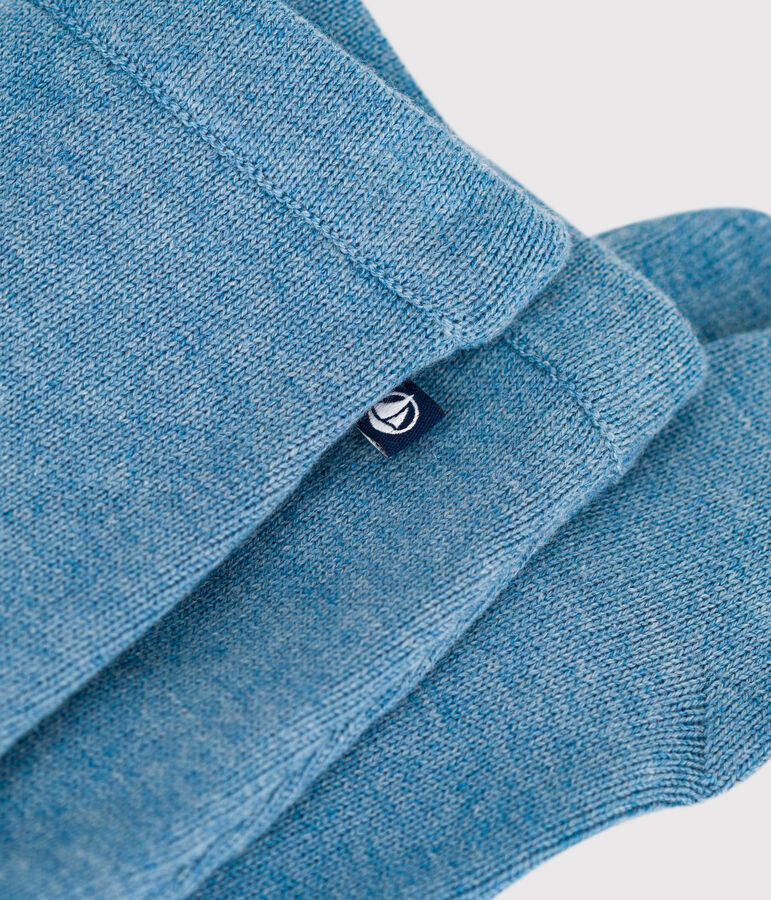 Babies' trousers in a wool and cotton knit blue