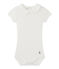 Baby girls' bodysuit with collar MARSHMALLOW white