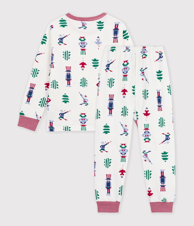 Children's Christmas print fleece pyjamas white/multicolor