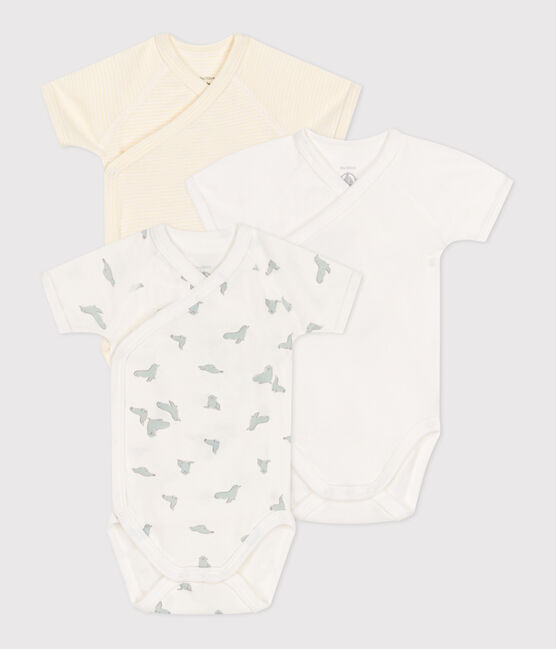 Babies' short-sleeved printed cotton wrapover bodysuits - 3-Pack variante 1