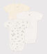 Babies' short-sleeved printed cotton wrapover bodysuits - 3-Pack