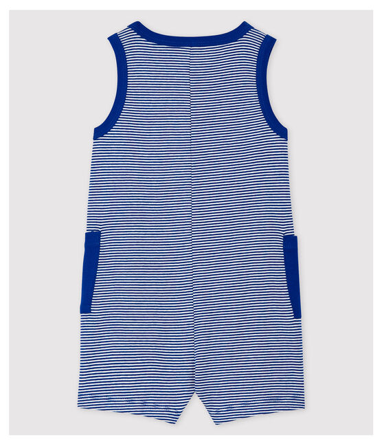 Baby Boys' Stripy Ribbed Playsuit SURF blue/MARSHMALLOW white
