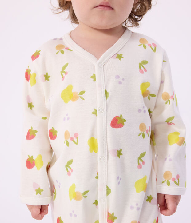 Babies' fruit print cotton pyjama suit white/multicolor