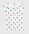 Babies' short stripy cotton jumpsuit with heart collar MARSHMALLOW white/MULTICO white