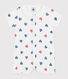 Babies' short stripy cotton jumpsuit with heart collar