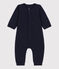 Babies' Plain Organic Tube Knit Long Playsuit SMOKING blue