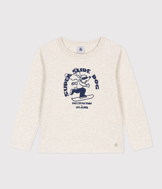 Children's unisex long-sleeved cotton T-shirt MONTELIMAR CHINE beige