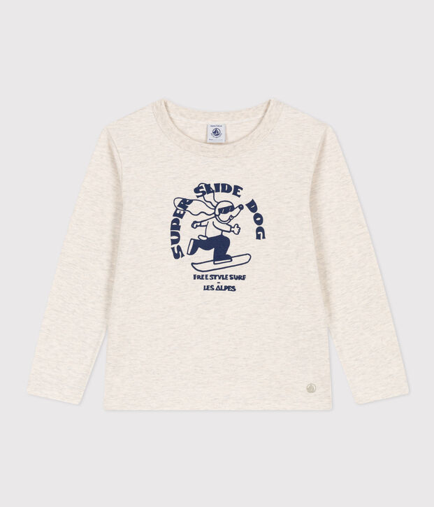 Children's unisex long-sleeved cotton T-shirt beige
