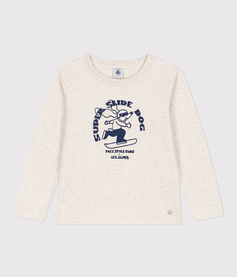 Children's unisex long-sleeved cotton T-shirt beige