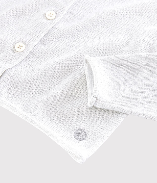 Girls' Cotton Cardigan white/grey