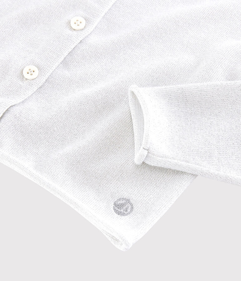 Girls' Cotton Cardigan white/grey