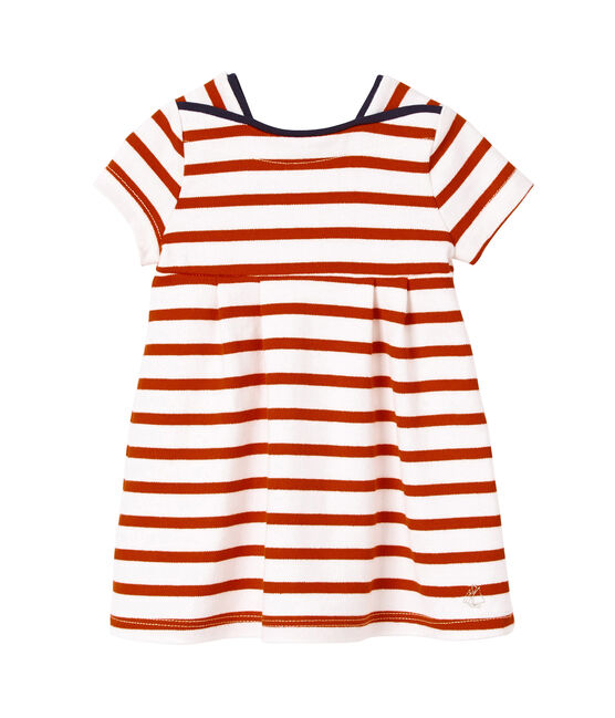 Robe bébé fille en jersey lourd rayé LAIT white/PEPS red