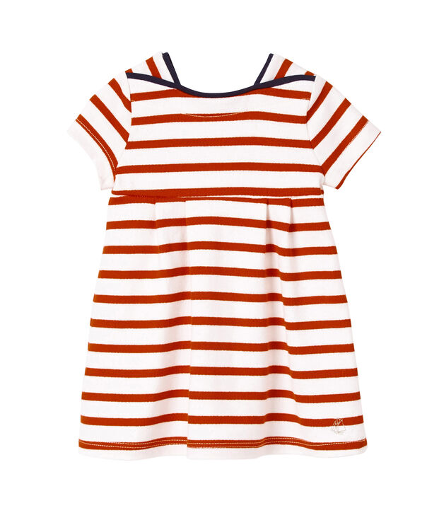 Robe b&eacute;b&eacute; fille en jersey lourd ray&eacute; white/red