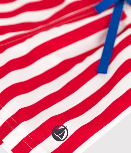 Babies' stripy printed swim shorts MARSHMALLOW red/SPI