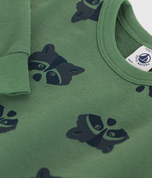 Babies' fleece sweatshirt green/multicolor