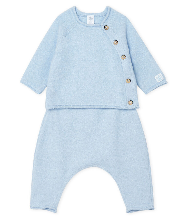 Babies' Clothing in Cotton/Merino Wool/Polyester - 2-Piece Set blue