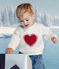 Babies' heart patterned cotton sweatshirt MILK Ecru
