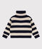 Boys' wool and cotton knit jumper SMOKING blue/AVALANCHE