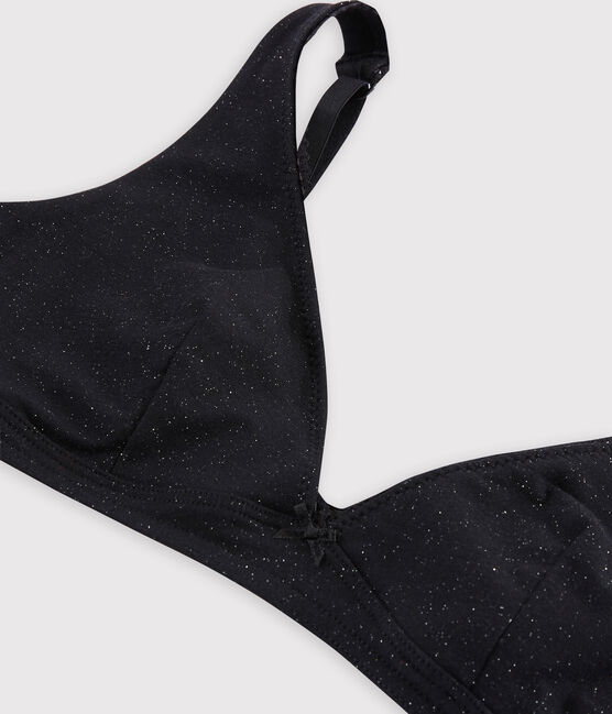 Women's shiny bra NOIR black/ARGENT