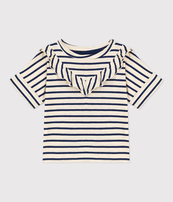 Girls' Short-Sleeved Cotton T-Shirt AVALANCHE white/MEDIEVAL