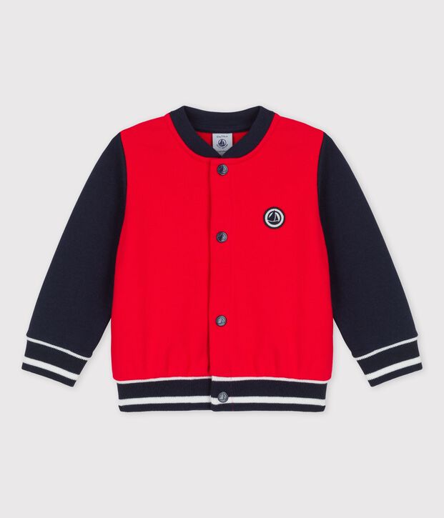 Babies' Fleece Baseball Jacket red/blue