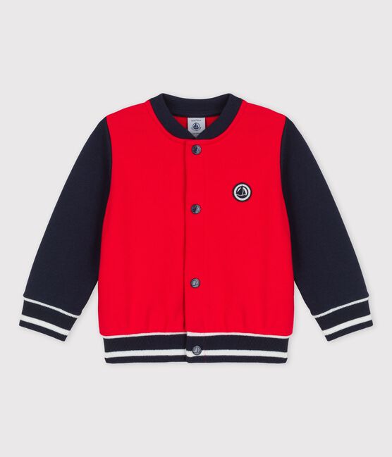 Babies' Fleece Baseball Jacket PEPS red/SMOKING blue