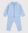 Babies' sweatshirt and trousers set in plain cotton FLO blue