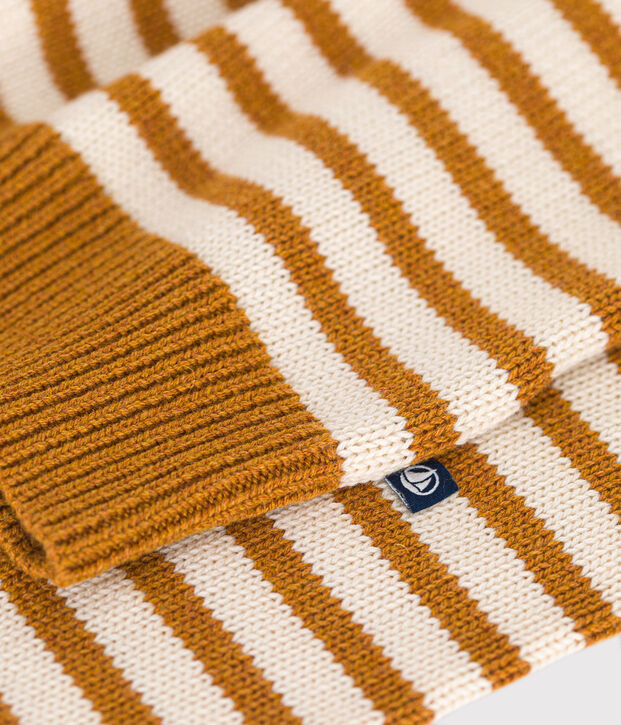 Boys' wool and cotton pullover Ecru/brown