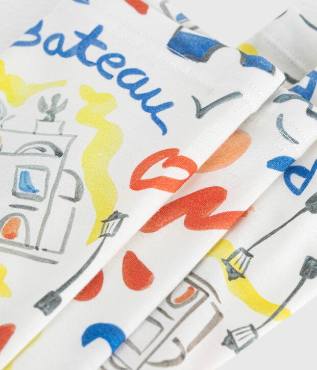 Children's printed cotton leggings white/multicolor