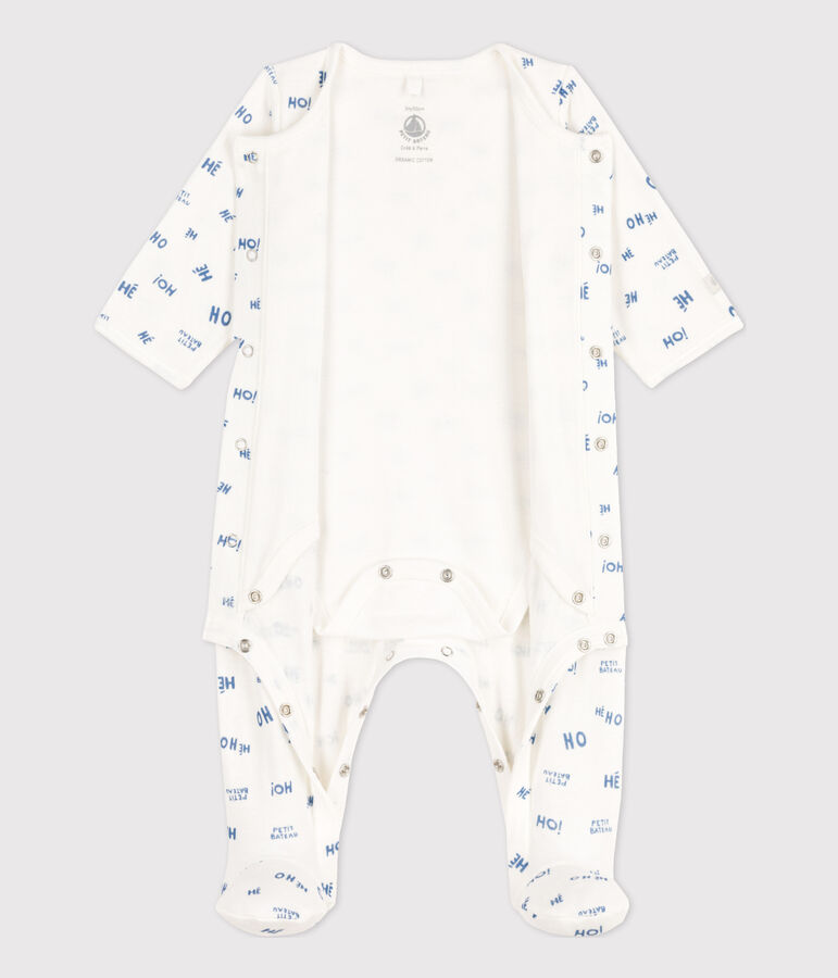 Babies' Heho Tube Knit Bodyjama white/blue