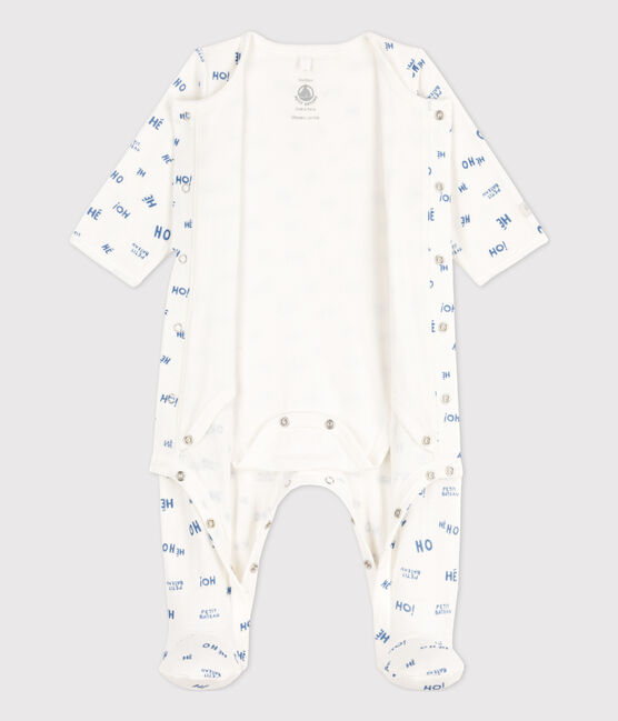 Babies' Heho Tube Knit Bodyjama MARSHMALLOW white/CREPUSCULE