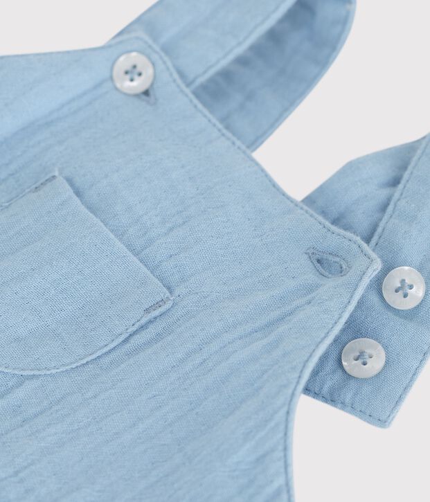 Babies' plain cotton gauze short dungarees FLO