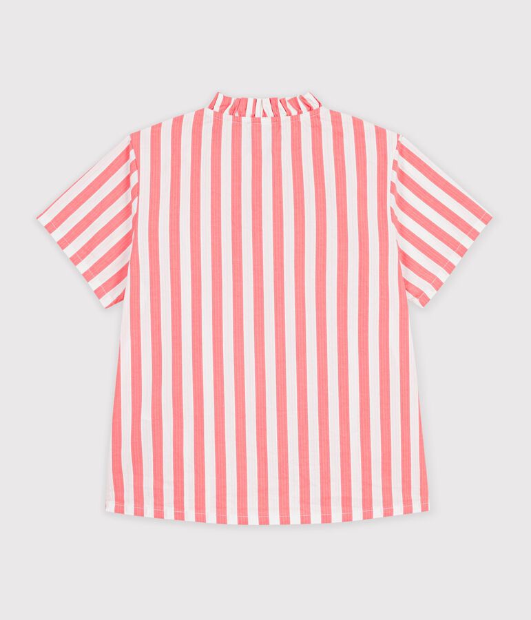 Children's short-sleeved stripy cotton blouse pink/white