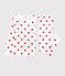 Girls' Heart Print Ribbed Pyjamas MARSHMALLOW white/TERKUIT red