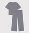 Women's Pinstriped Cotton Pyjamas SMOKING blue/MARSHMALLOW white