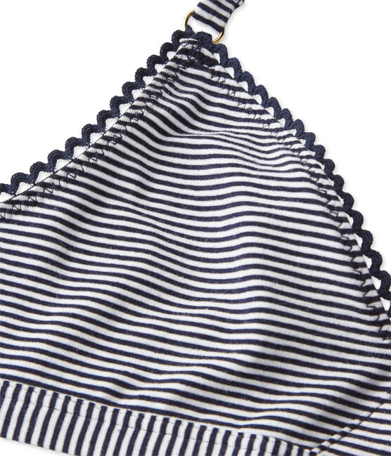 Women's second skin effect milleraies-striped bra ABYSSE blue/LAIT white