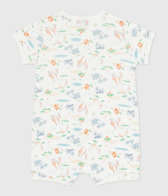 Babies' short animal print cotton jumpsuit MARSHMALLOW white/MULTICO white