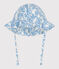 Baby girls' printed poplin floppy hat MARSHMALLOW blue/PORCELANA