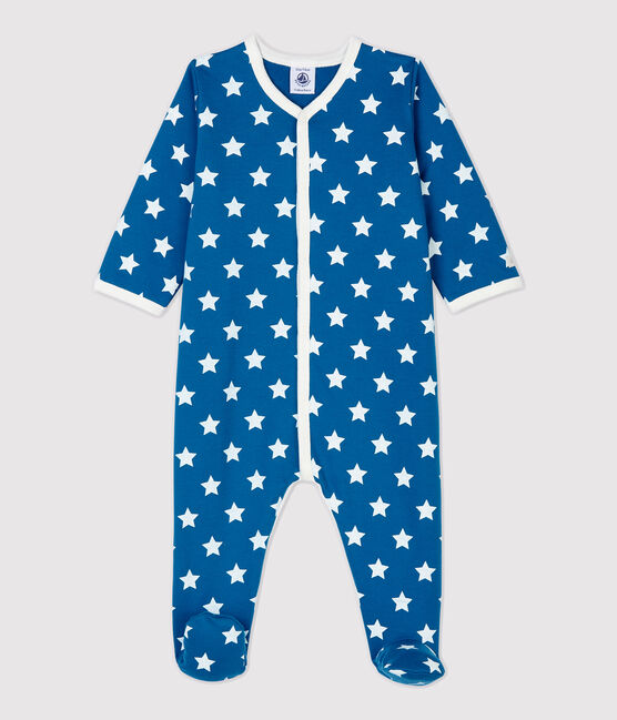 Babies' Starry Organic Cotton Fleece Sleepsuit MALLARD+ECUME