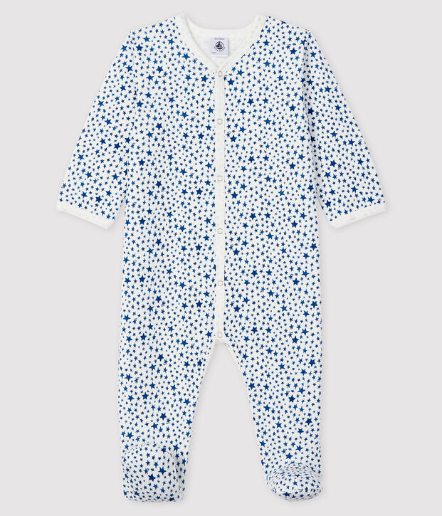 Babies' Blue Star Print Tube Knit Sleepsuit white/multicolor