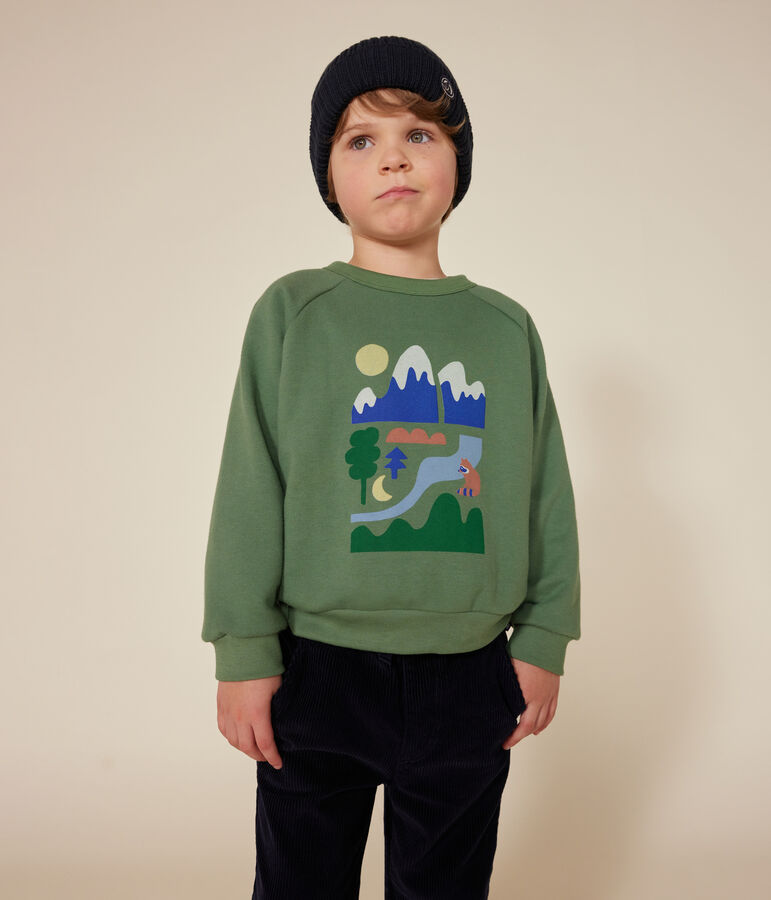 Boys' fleece sweatshirt PALMERAIE green