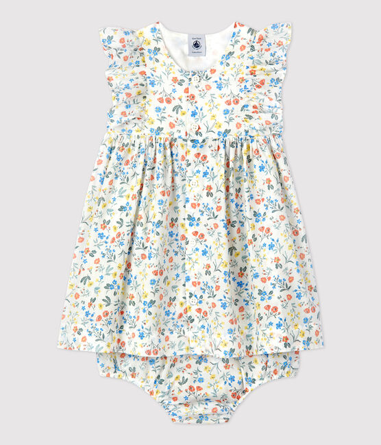 Babies' Poplin Floral Print Dress and Bloomers MARSHMALLOW white/MULTICO white