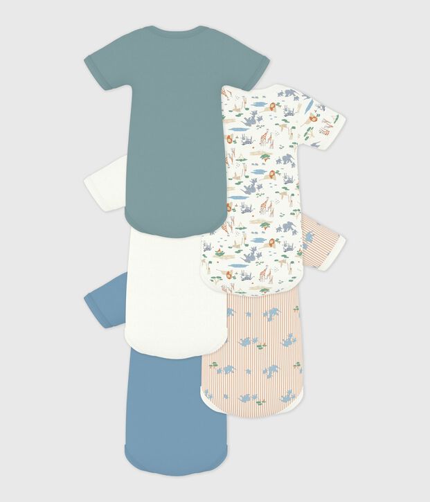 Pack of babies' short sleeved printed cotton bodies multicolor