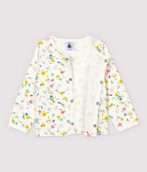 Baby Girls' Cotton Cardigan. white/multicolor