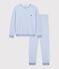 Women's stripy cotton terry pyjamas blue/ecru