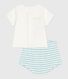 Newborn babies' two-piece cotton set with a stripy bottom half
