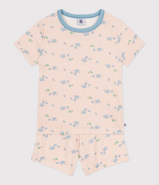 Children's short elephant print cotton pyjamas white/multicolor