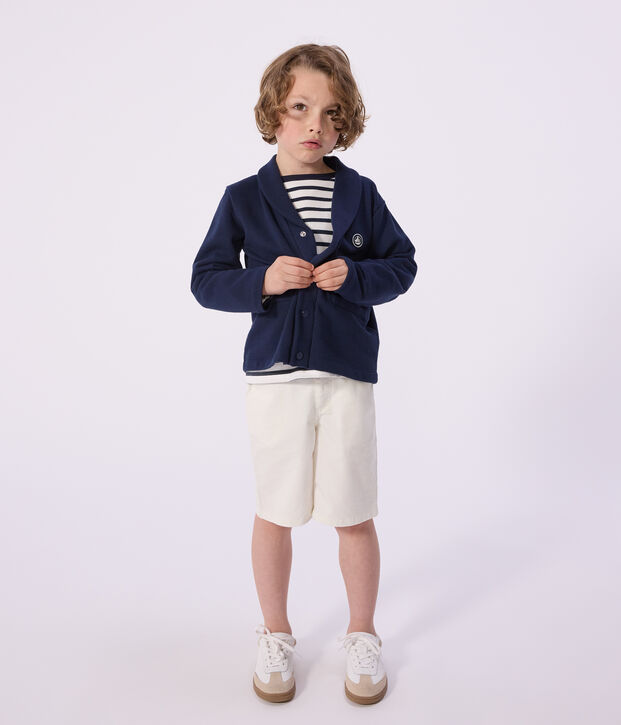 Children's solid cotton Cardigan with a tailored collar SMOKING